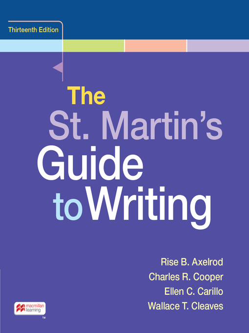 Title details for The St. Martin's Guide to Writing by Rise B. Axelrod - Wait list